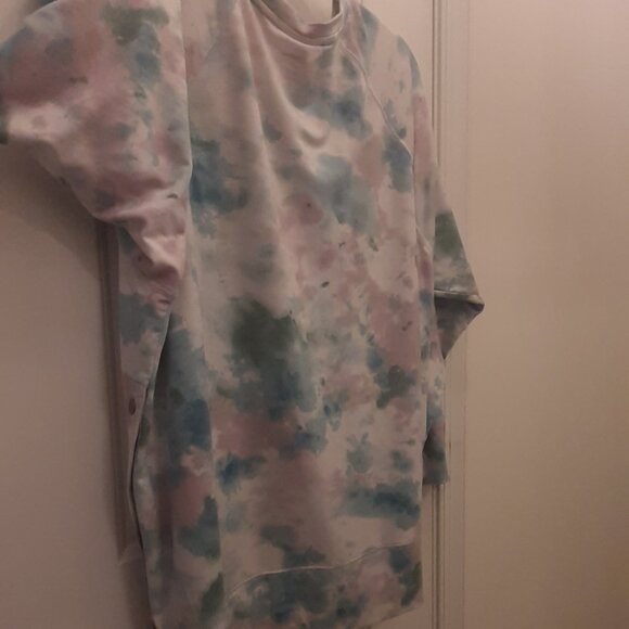 Comfort long Sweatshirt, Sz L Pastel Multicolor, Snaps down side - Picture 4 of 7